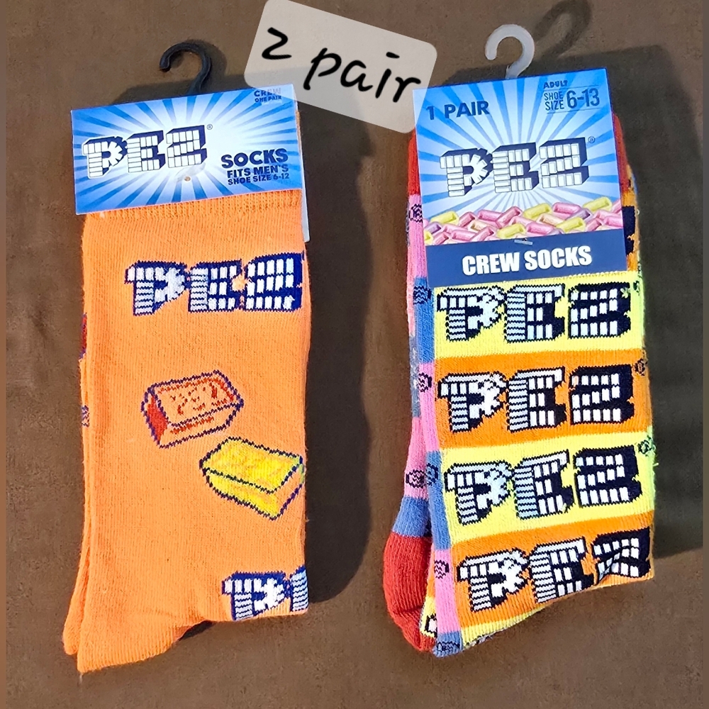 2 Pair PEZ Candy Novelty Crew Socks